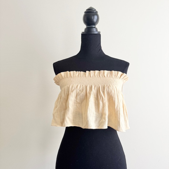 Free People Tops - Free People “Go With Drama” Boho Tube crop Top Cream Size Small festival